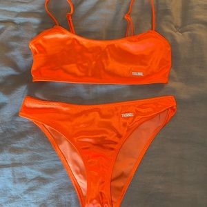 Orange triangl bathing suit